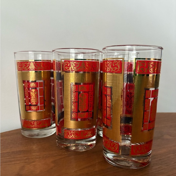 Elegant Red and Gold Drinkware Set Culver Gold Made in USA - Picture 11 of 11